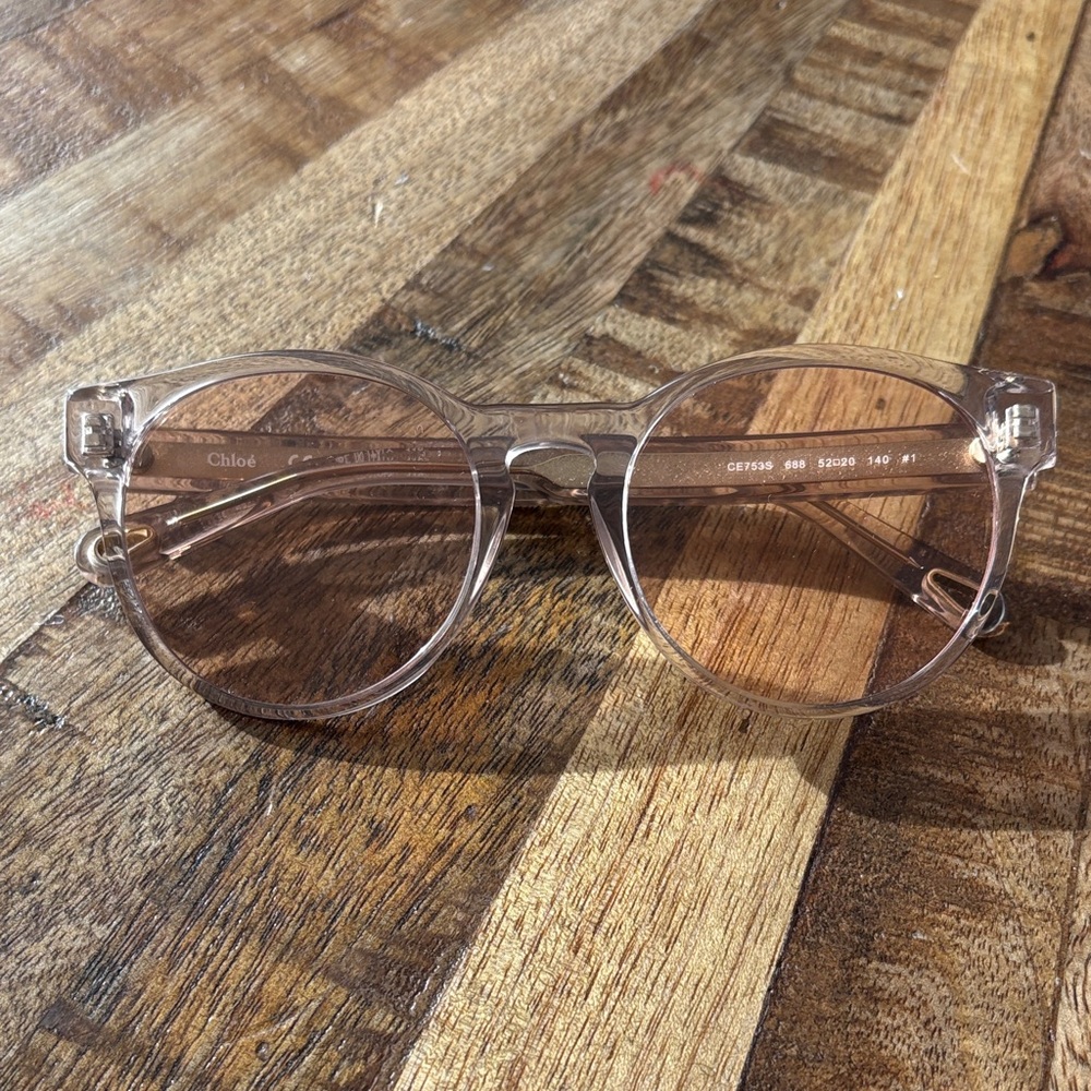 Chloe Light Pink/Tan Transparent Sunglasses (No Case)